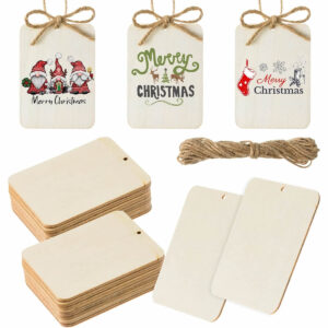 Wooden tags with Holes Wood Ornaments for Holiday Gift Tags DIY Craft Hanging Decorations Painting