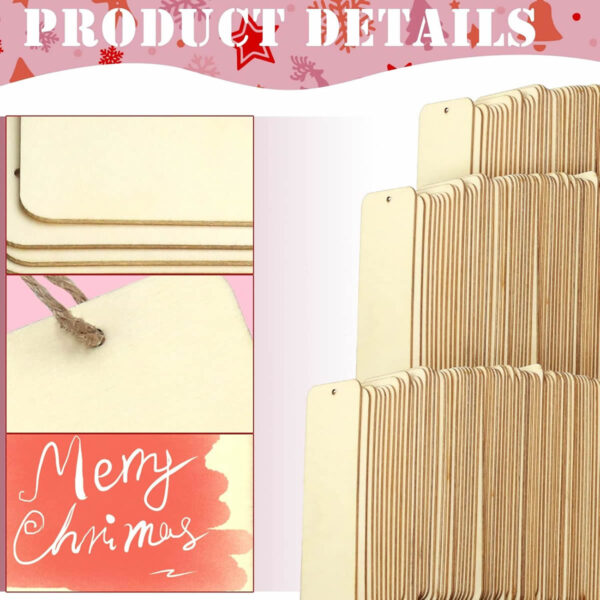 Blank Wooden Bookmarks with holes and ropes for DIY Crafts Painting Wedding Birthday Party Decors - Image 4