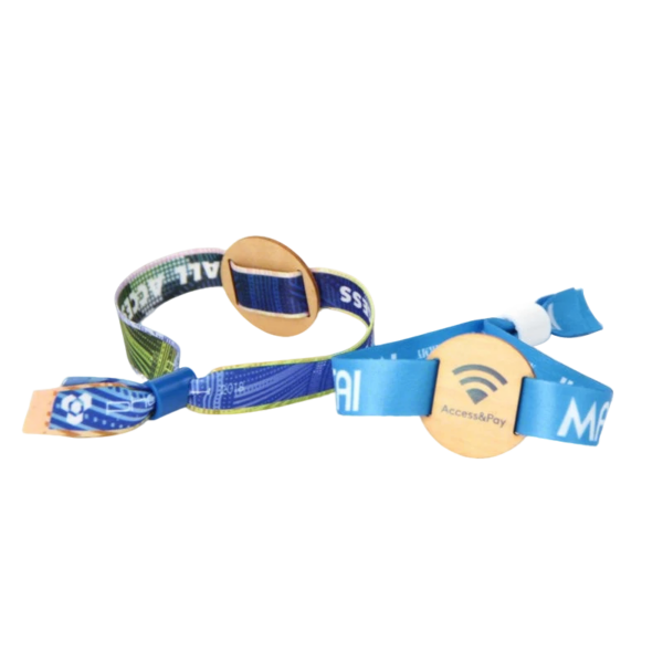 Printed Fabric Wristband with Wooden RFID Card - Image 7