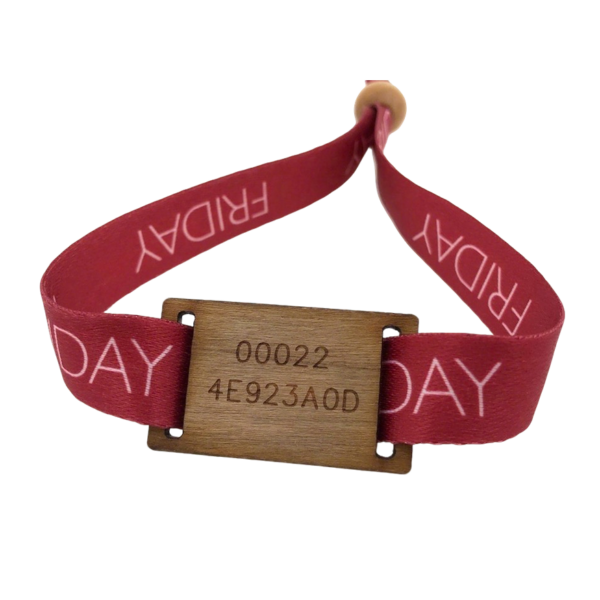 RFID Fabric Wristband with Wooden Tag - Image 2