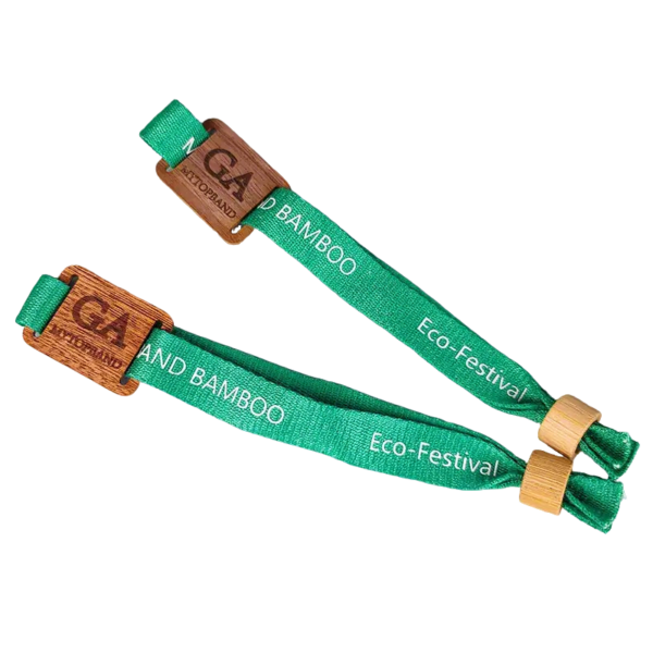 RFID Fabric Wristbands Bracelets with Wood Slider - Image 5