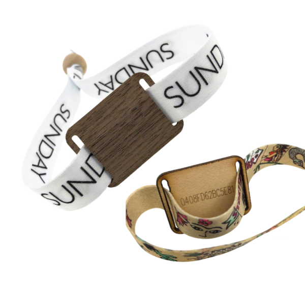 NFC Wooden Slider Printed RFID Fabric Wristbands for Events - Image 6