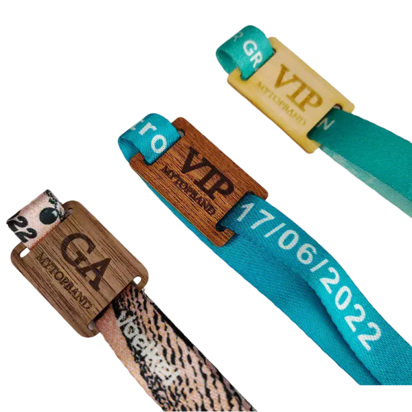 RFID Fabric Wristbands Bracelets with Wood Slider - Image 6