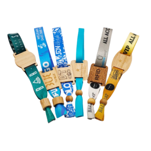 RFID Fabric Wristbands Bracelets with Wood Slider