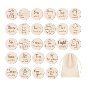 Engraved Wood Monthly Baby Cards
