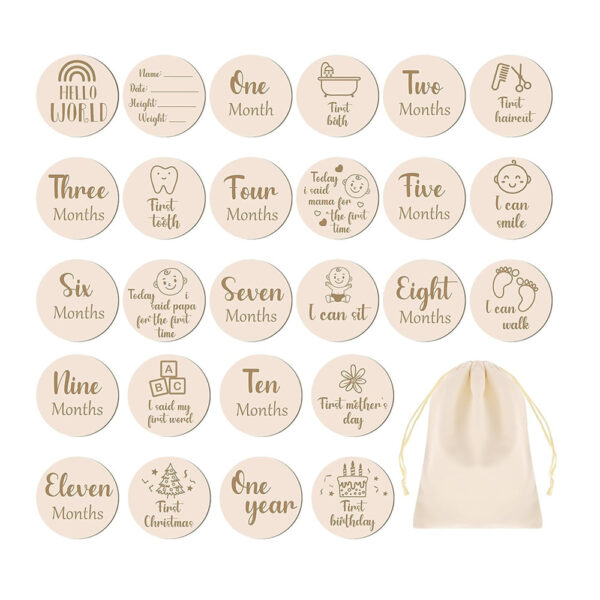 Engraved Wood Monthly Baby Cards