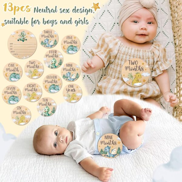 Newborn Month Tracker Wooden Discs - Image 3
