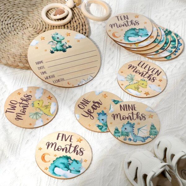 Newborn Month Tracker Wooden Discs - Image 2